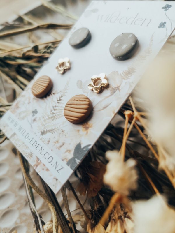 Earrings studs in New Zealand wild eden handmade polymer clay earrings handmade jewellery new zealand cottage core spring winter summer cute earrings