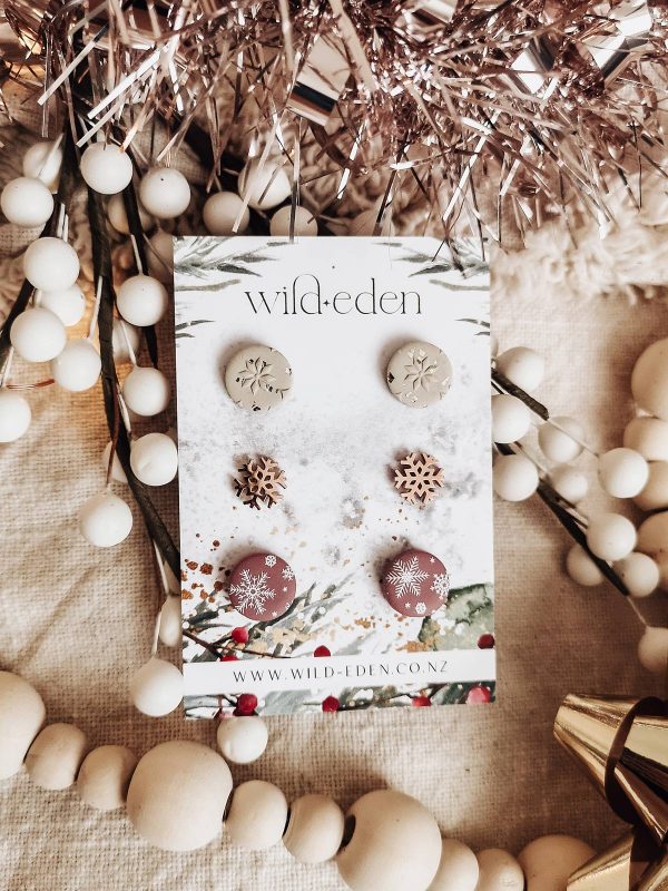 Pink Snowflake Studs