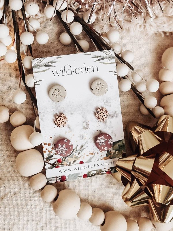 Pink Snowflake Studs - Image 2