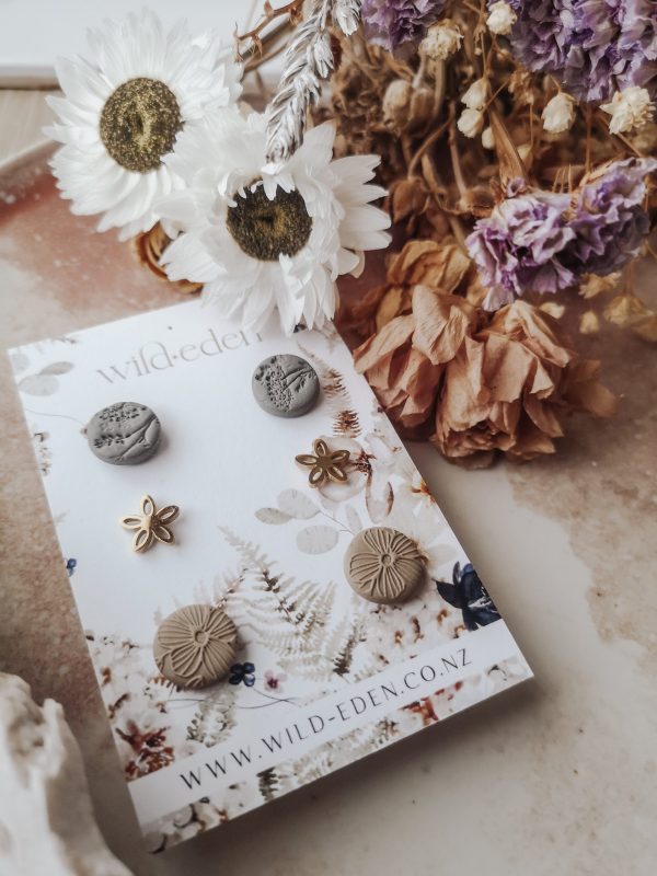 wild eden handmade polymer clay earrings handmade jewellery new zealand cottage core spring winter summer cute earrings